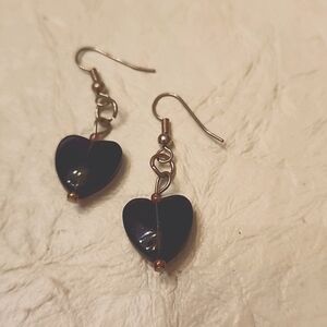 Dark purple hearts earrings